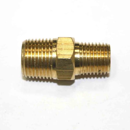 Interstate Pneumatics 1/4 Inch x 3/8 Inch NPT Male Brass Hex Nipple Reducer, PK 6 FA416-D6